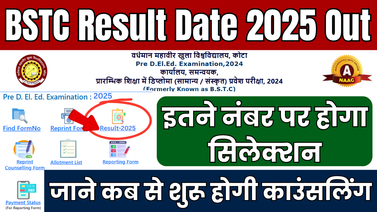 BSTC Result Date 2025 Out: बड़ी खबर! अभी-अभी जारी हुआ राजस्थान बीएसटीसी रिजल्ट डेट, जाने कब से शुरू होगी काउंसलिंग 1 BSTC Result Date 2025 Out